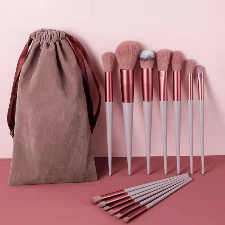 Brush Makeup Set 13 in 1 Lengkap Mini Travel / Paket Kuas Makeup Powder Eye Shadow Foundation Blushe