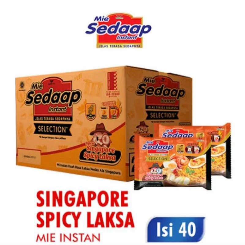 MIE SEDAP SINGAPORE SPICY LAKSA MI INSTAN KUAH 1 DUS (  ISI 40 PCS  )