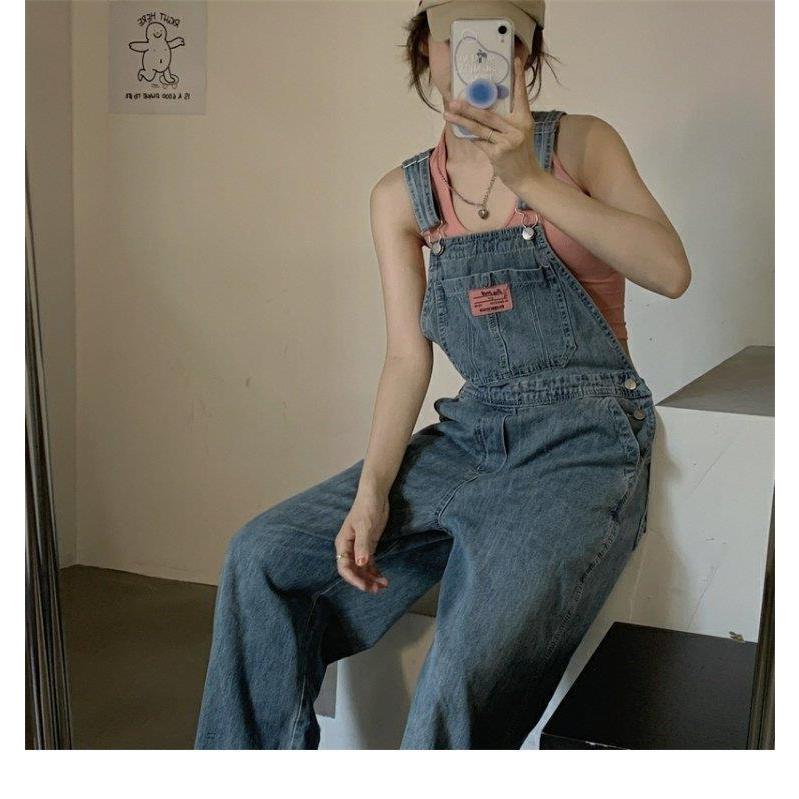 ET-12 Jumpsuit Panjang Cewek Biru Muda Terbaru Overall Denim Perempuan Korean Style Celana Kodok Wan