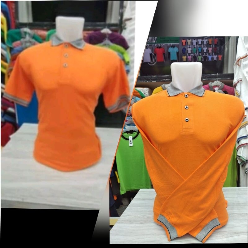 kaos kerah polo premium orange k.abu merk 607 pratama