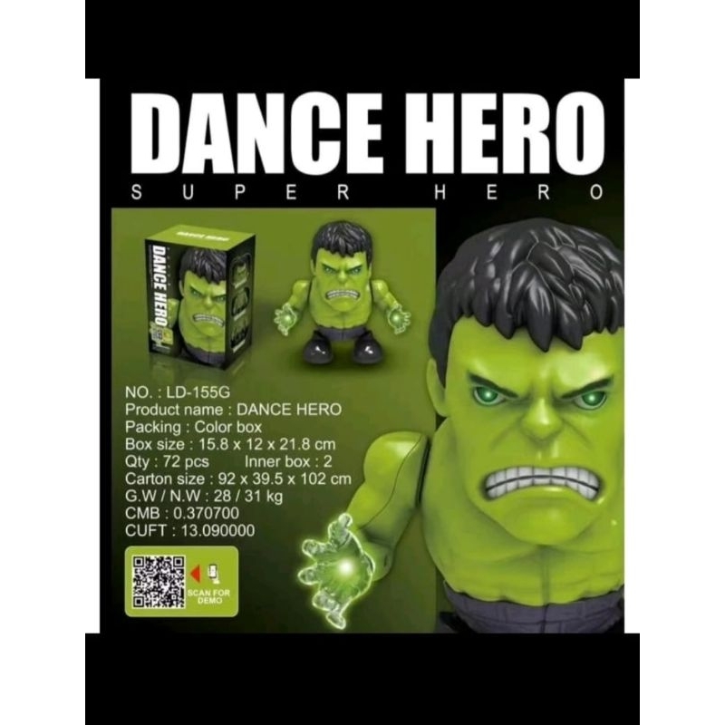 Mainan Anak Robot Dance Hero HULK With Music Joget Dancing LED ukuran jumbo