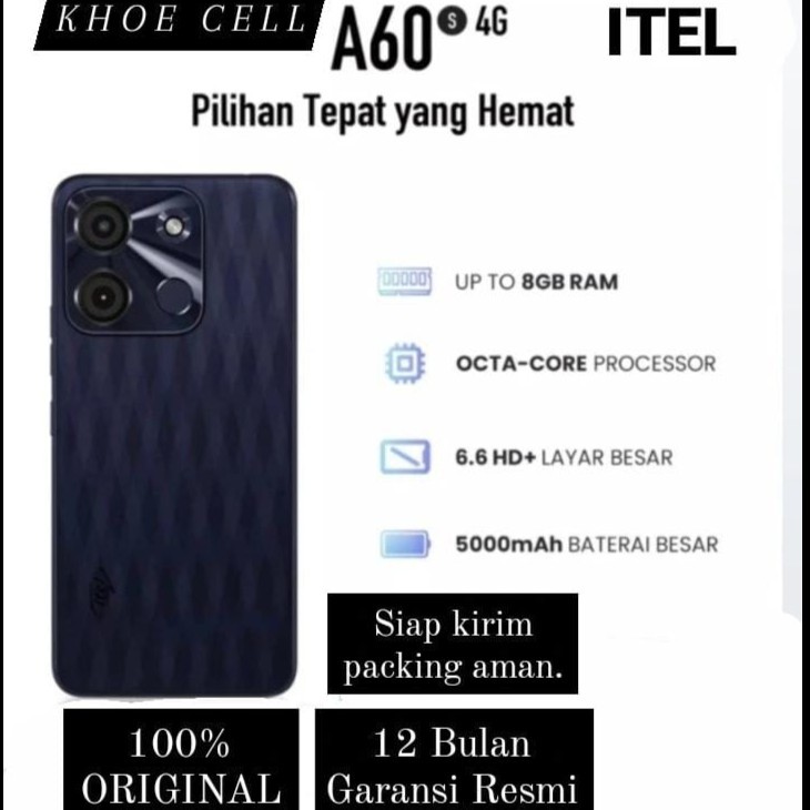 Itel A60S 4/128 GB | 4+4 GB upto 8 GB New Garansi Resmi
