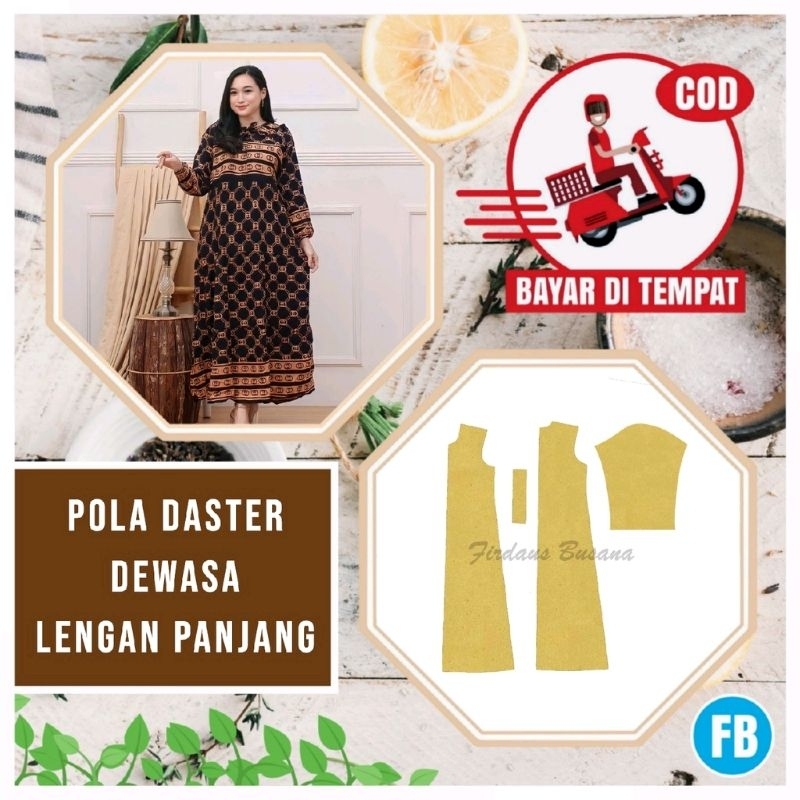 【COD】Pola Daster Dewasa JUMBO Lengan Panjang | Pola Baju Wanita Lengkap | Pola Instan Daster | Pola 