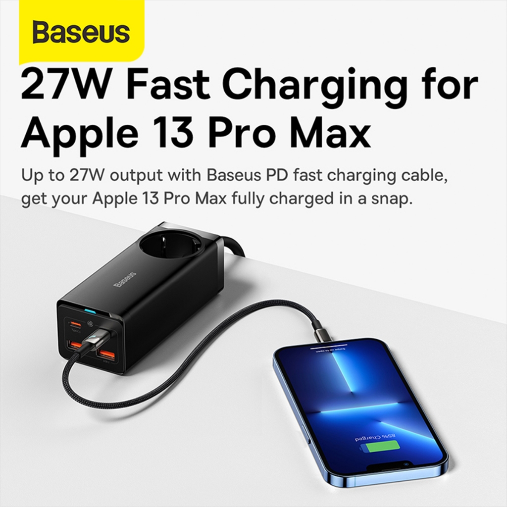 Baseus Gan3 Pro Kepala Charger 100W Fast Charging 4IN1 Adaptor USB Type-C  + 1 AC Inverter
