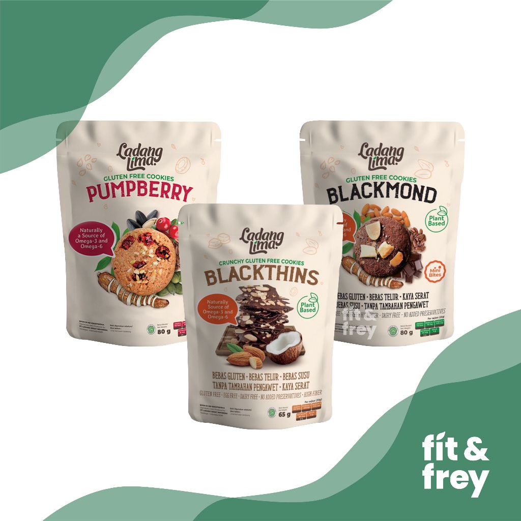 

LADANG LIMA Mini Bites - Blackthins / Blackmond / Pumpberry - Healthy Cookies Gluten Free / Biskuit Sehat