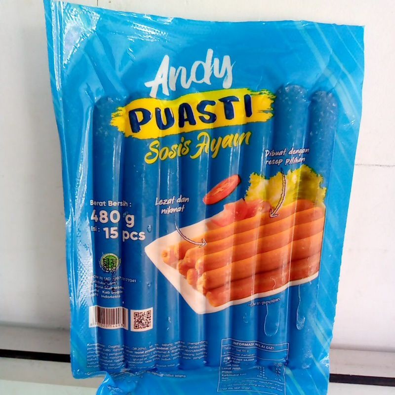 

SOSIS AYAM ANDY PUASTI ISI 15 PCS 480 GR