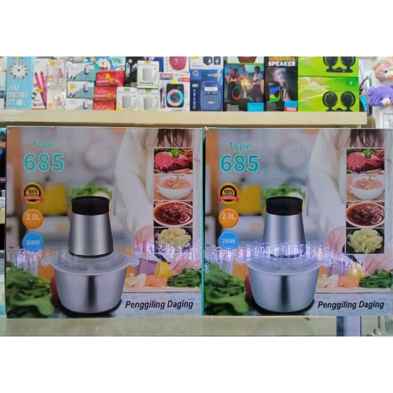 Blender Chopper Daging 2L Gilingan Bumbu Electric Grinder Stainless Steel SX-685