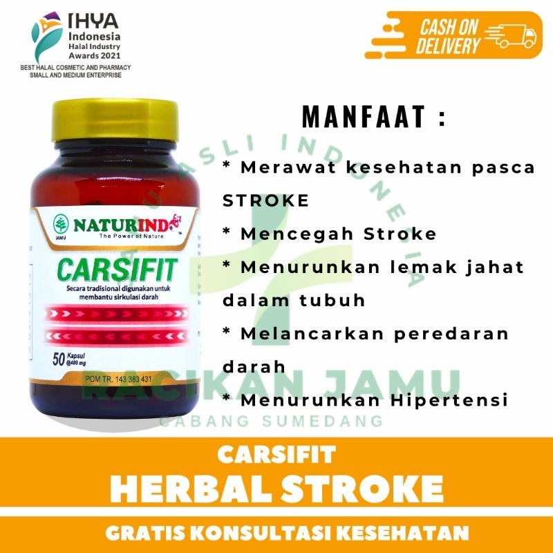 CARSIFIT Jamu Kapsul Pasca Stroke Tangan Bergetar Tremor Gemetar Alami