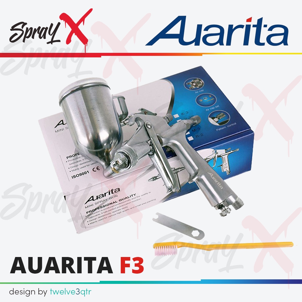 AUARITA SPRAY GUN AUARITA F3 ORIGINAL 0.8MM & 1.0MM / EXCELLENT ATOMIZATION SPRAYGUN F-3