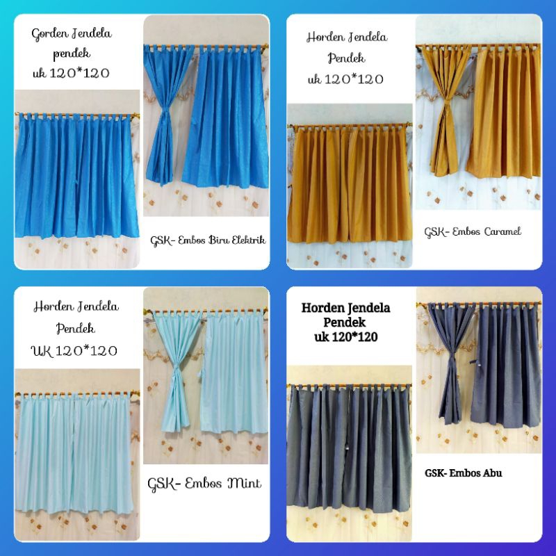 Gorden Tirai Perekat Jendela Pendek Kecil Kamar Tidur Ruang Tamu Motif Polos Embos Aesthetic Size 12