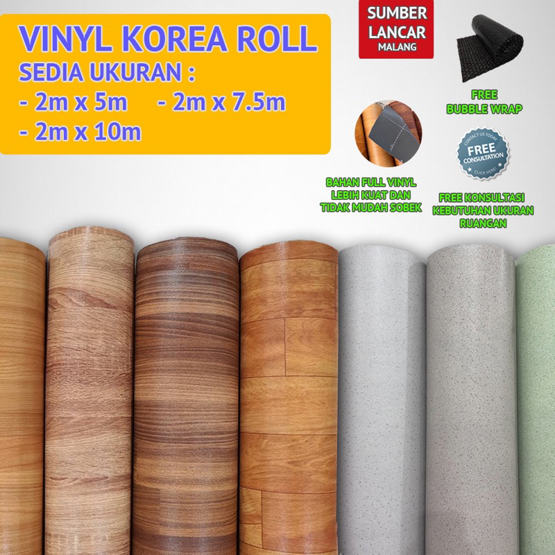 Karpet Vinyl Korea Roll 2m x 10m Karpet Lantai Vinyl Kayu