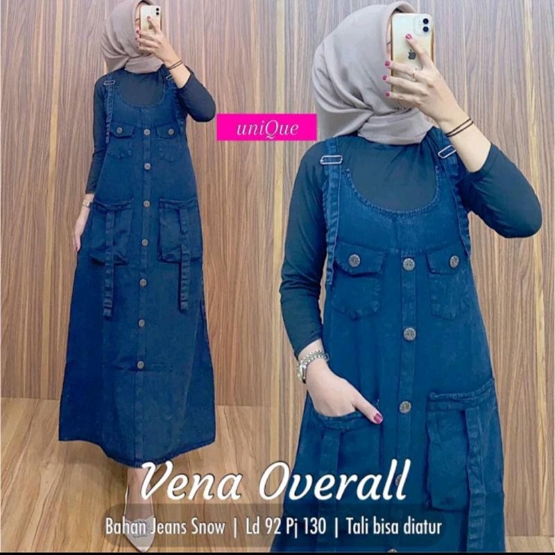 overall L XXL dres jeans wanita korea terbaru murah kekinian VENA OVERALL JEANS