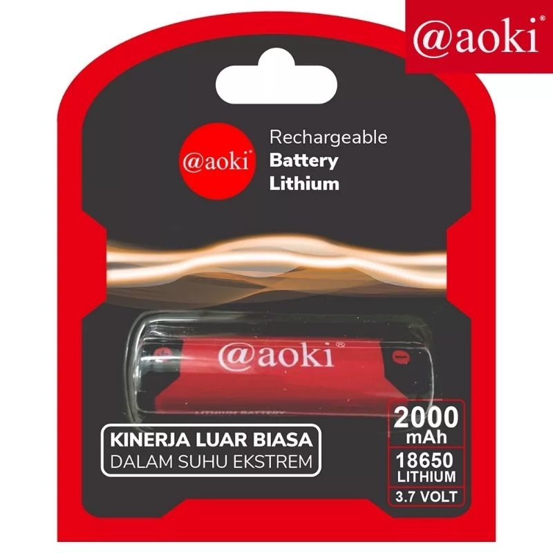 BATERAI ORI AOKI 18650 | 2000MAH - BATRAI CAS