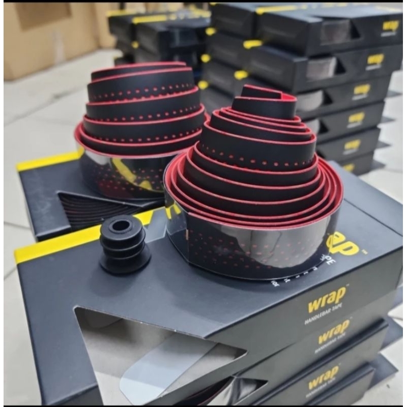 Bartape velo 2032 premium roadbike bintik gell hitam merah biru