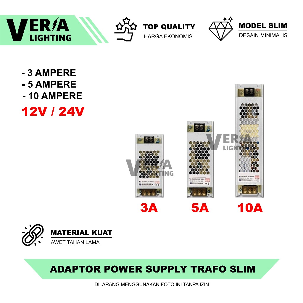 Adaptor Trafo Power Supply Slim 12V 24V 3A 5A 10A 12 Volt 3/5/10 A