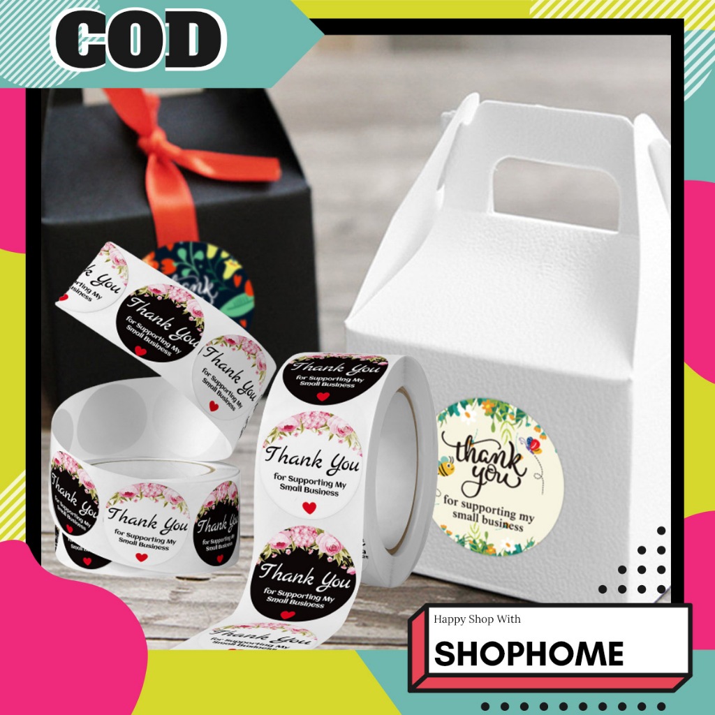 

SHOPHOME - Stiker Thank You 500 pcs Produk Makanan Sticker Label craft ucapan logo surat box STC01