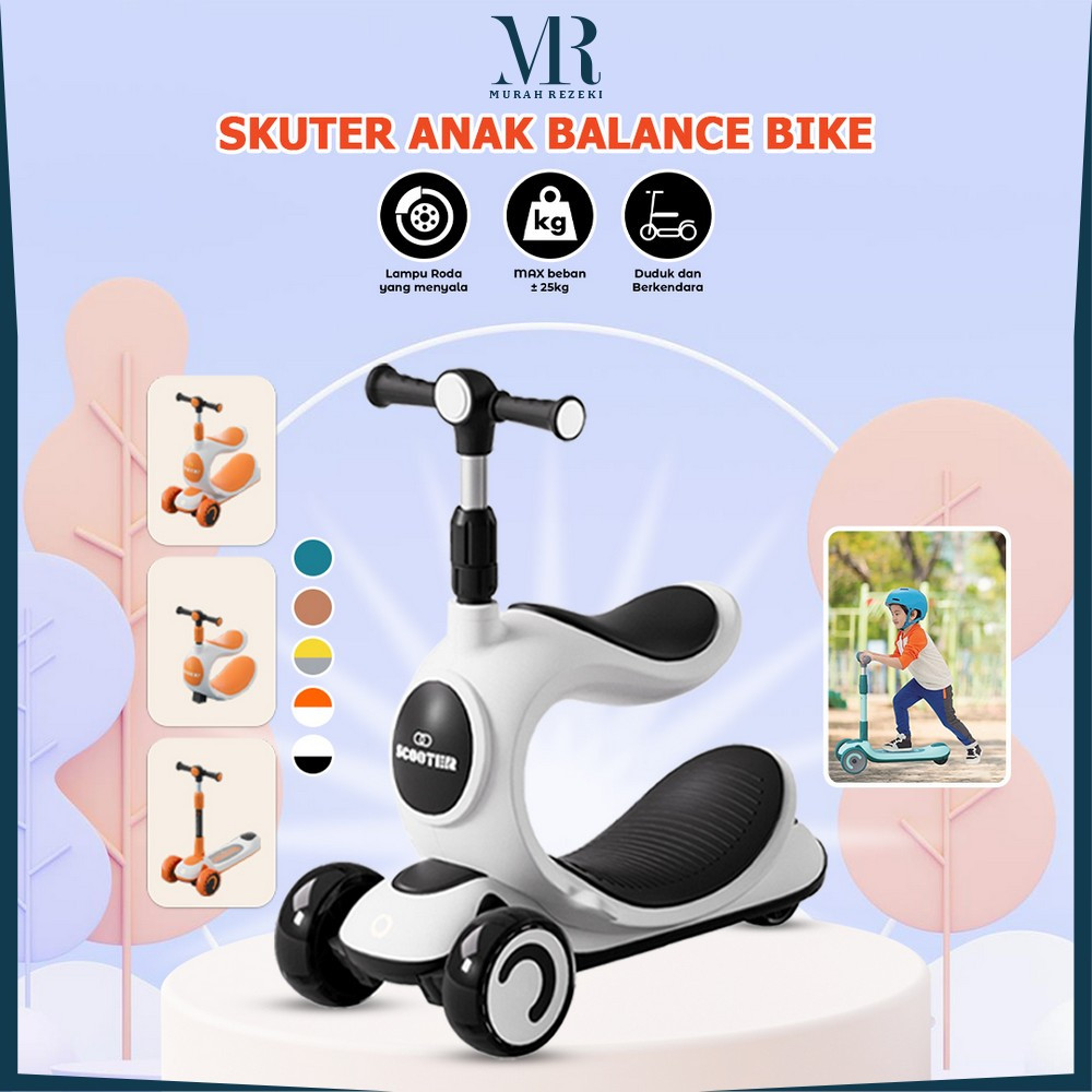 Skuter Anak 3IN1 Serbaguna Mainan Dorongan Anak / Scooter Otoped Anak Roda 3 / Skuter Duduk Kursi Go