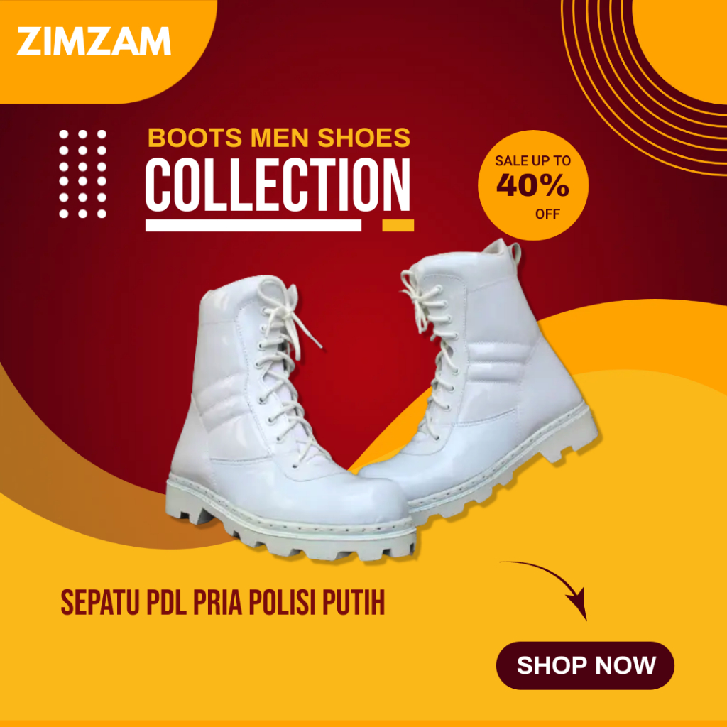 Sepatu Safety Boots PDL Polisi Putih Boots Safety Satuan Polisi Militer, Seccurity