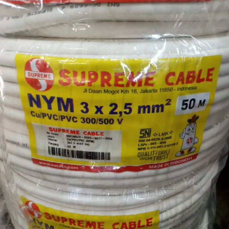 Kabel NYM Supreme 3X2.5MM / Kabel Power NYM 3X2.5MM Supreme Putih @50M