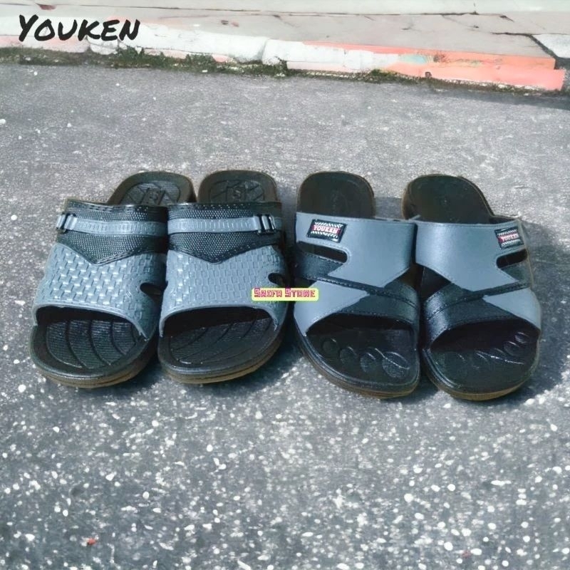 Sandal Slop Pria Youken Hoki 139 All Hitam Abu Sandal Slop Premium Sandal Pria Murah Sandal Karet Pr