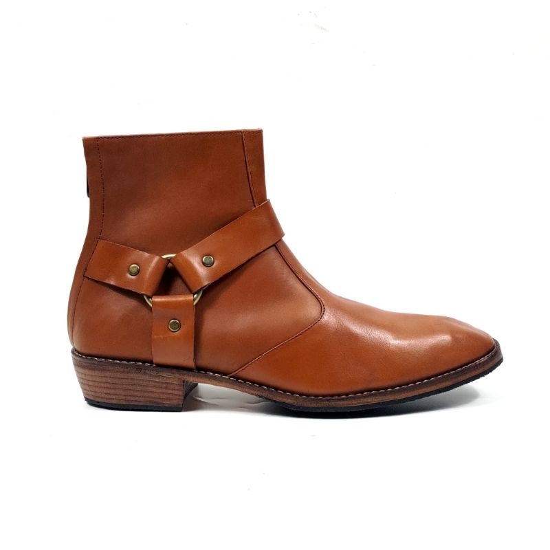 M&T Sepatu Boots Cowboy Classical Pria Cow Leather