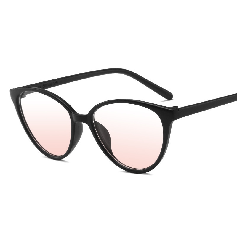 COD❤️ Cat Eye Kacamata Anti Radiasi / Frame Kacamata Lensa Flat / Gaya Leopard Retro Korea Fashion Wanita Glasses-yy-💥Powder-Blusher