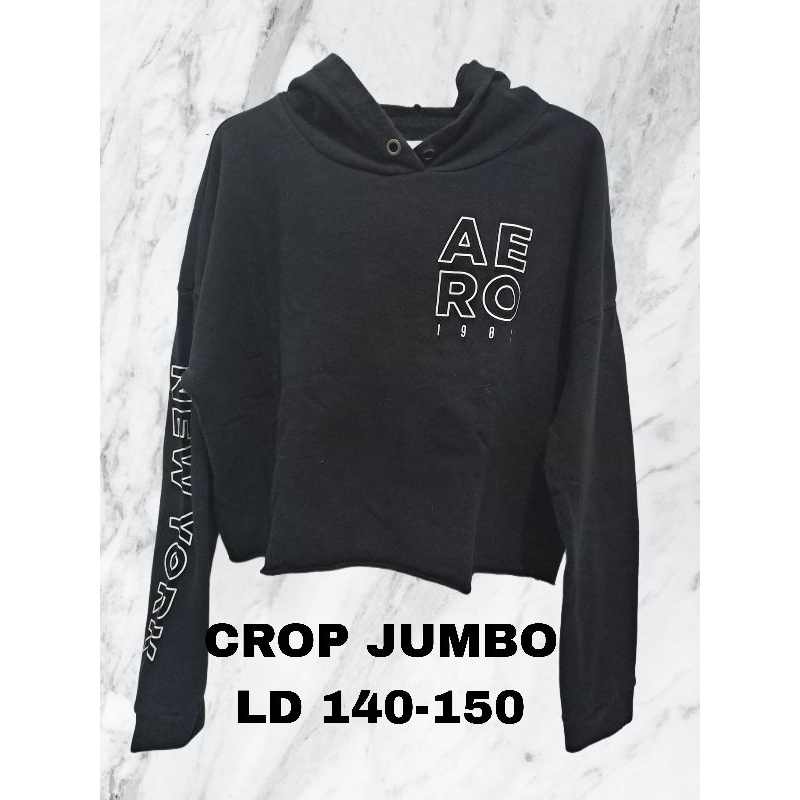Jaket Jacket Hoodie sweater Crop aeropostale hitam black