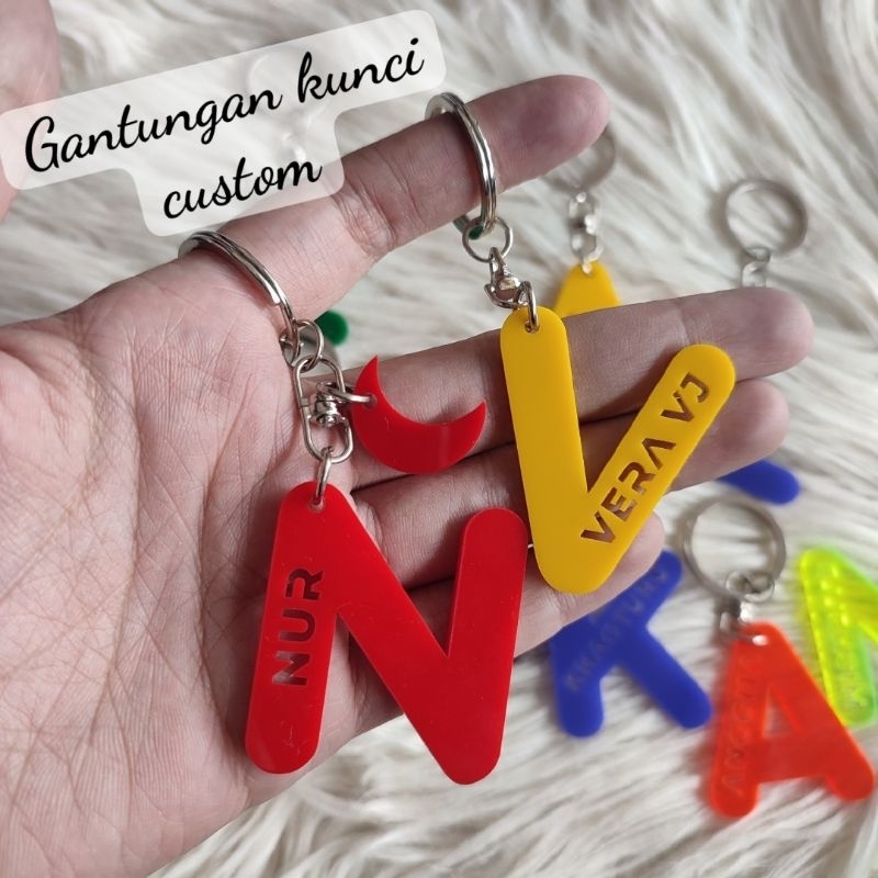 GANTUNGAN KUNCI CUSTOM / GANTUNGAN KUNCI AKRILIK WARNA WARNI / CUSTOM NAMA-VJCUT