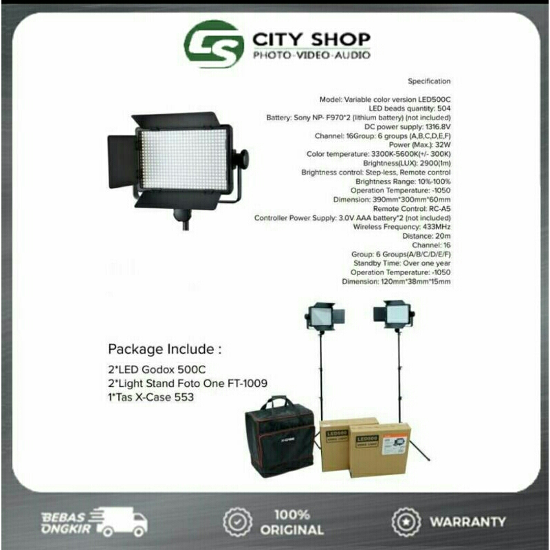 PAKET LED GODOX 500C VIDEO LIGHTING TWINS