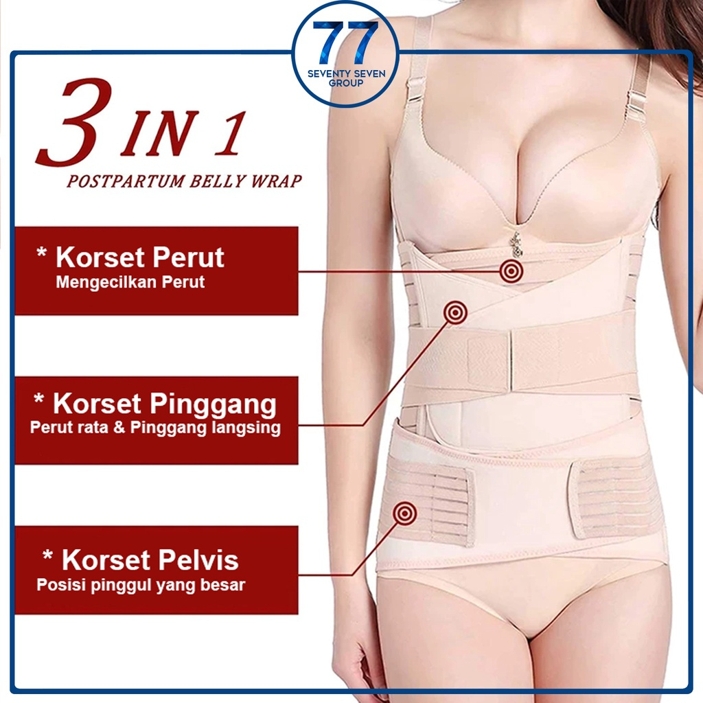 Korset 3in1 Stagen Perut Setelah Melahirkan Stagen Pelangsing Ibu Melahirkan Pengecil Perut