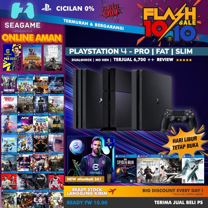 PLAYSTATION 4 PS4 PRO / SLIM / FAT BISA ONLINE 500GB/1TB PES23 FIFA 23 GARANSI MESIN PANJANG PS4 SLI