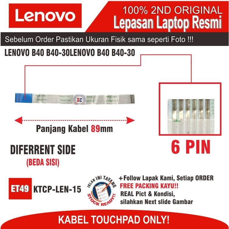 ET49 KTCP-LEN-15 KABEL TOUCHPAD 6 PIN E208903-3 LENOVO B40 B40-30
