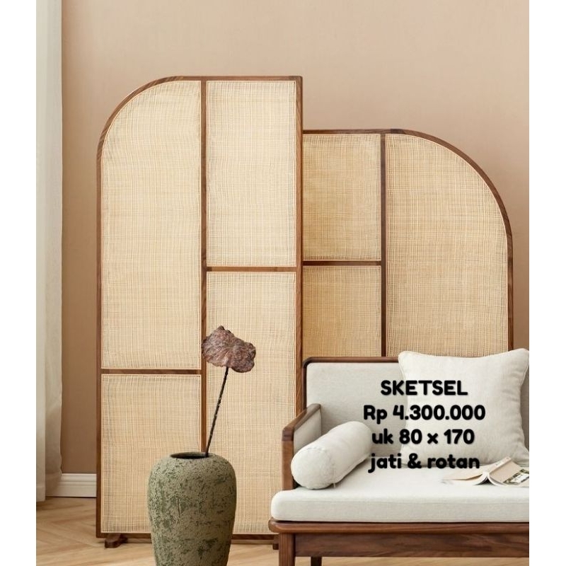 pembatas ruangan rotan minimalis modern cantik