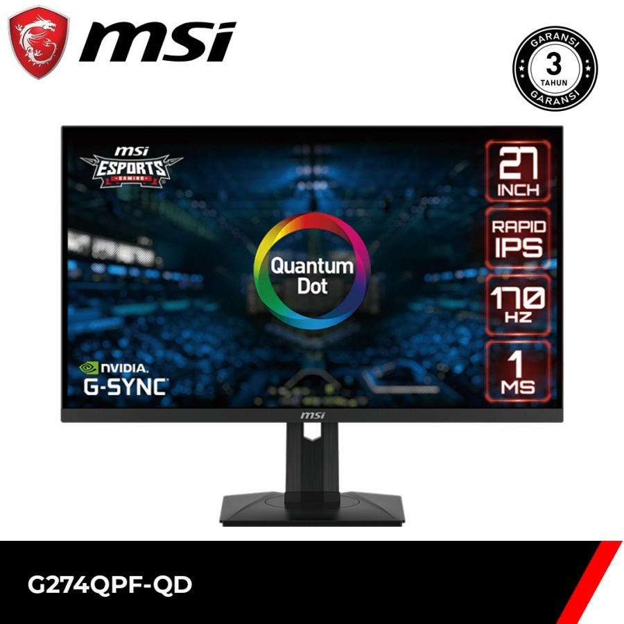 MSI G274QPF-QD 27 Inch Gaming Monitor - WQHD IPS 170Hz 1ms