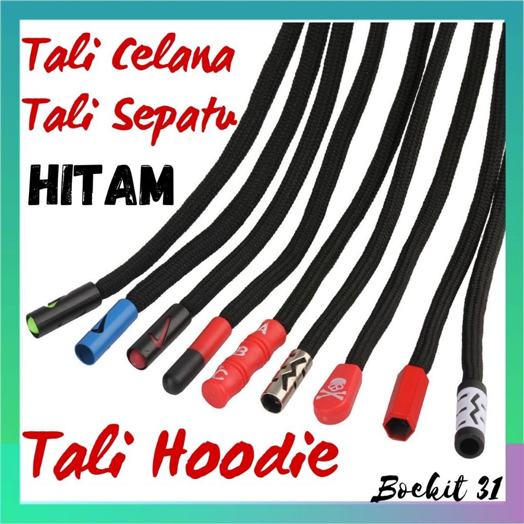 Tali Hoodie HITAM Tali Celana Tali Sepatu Kwalitas Premium TALI HITAM