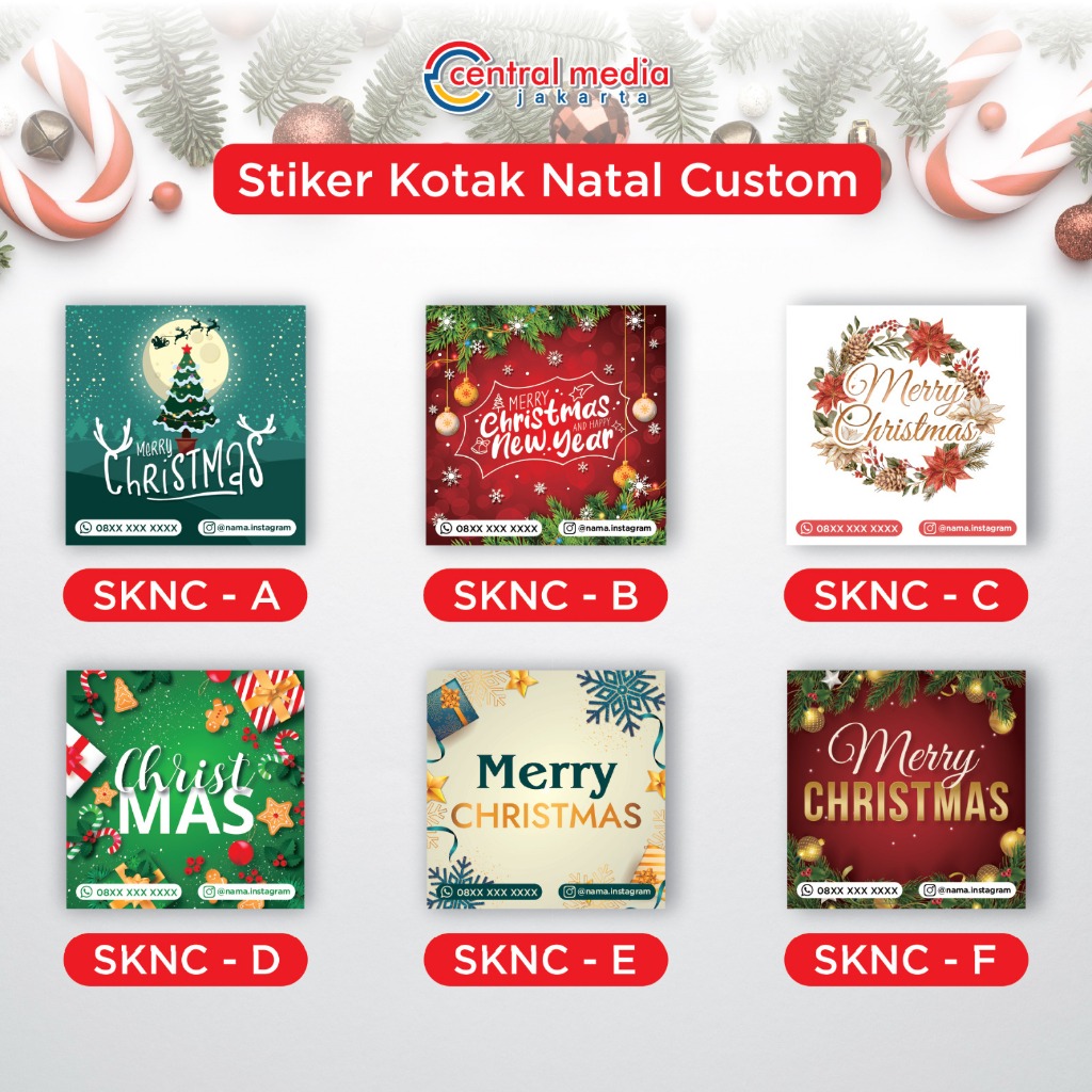 

Sticker Natal Kotak Custom Stiker Label Hampers Christmas