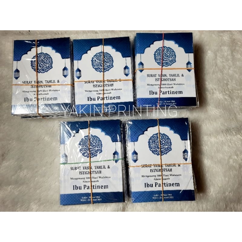 Buku yasin 128 hlmn( gratis foto, undangan tahlil Sesuai jumlah buku yasin).