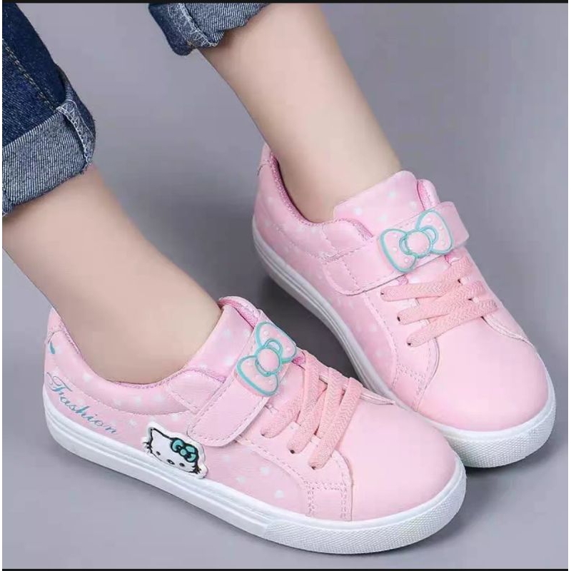 ALMA KIDS - sepatu anak perempuan hitam putih tali / sepatu anak SD dan TK usia 1-8 tahun