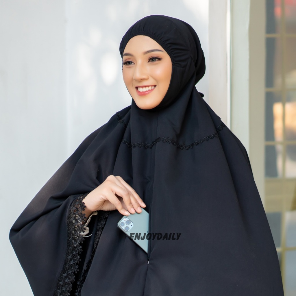 BERGO UMROH HAJI BAHAN KATUN PREMIUM HIJAB JUMBO BERSAKU Bergo Khadijah Putih Hijab Instan Haji Dan 