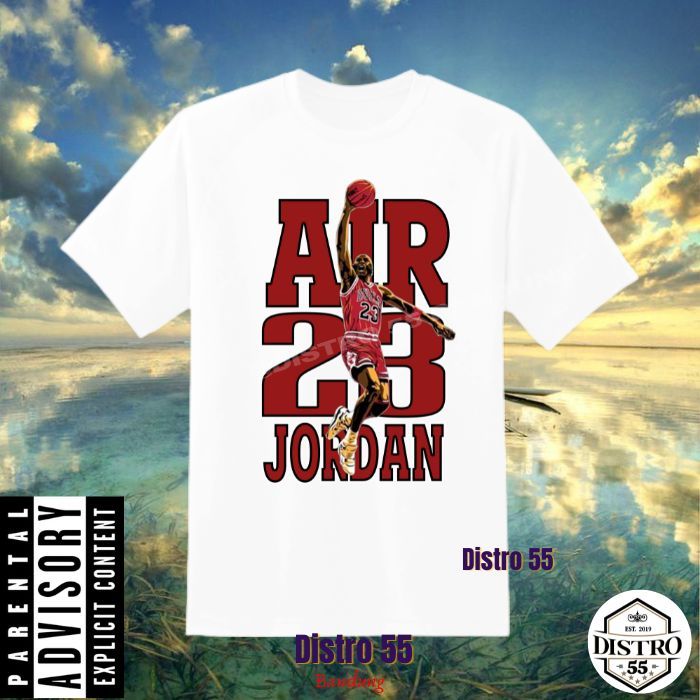 KAOS BASKET WHITE REGULER TEE | MICHAEL JORDAN | AIR 23 JORDAN | DISTRO 55 BANDUNG | BASIC ASIAN FIT