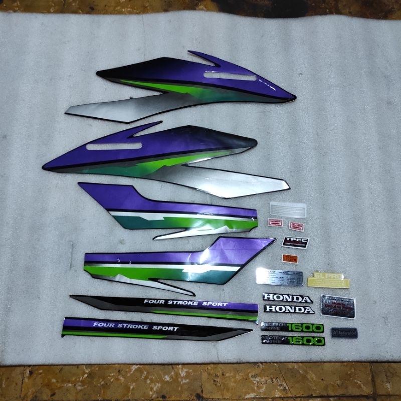 Stiker stripping striping decal Graphic Honda GL Pro GLpro Neotech 1996 1997 1998 Hitam ungu model o