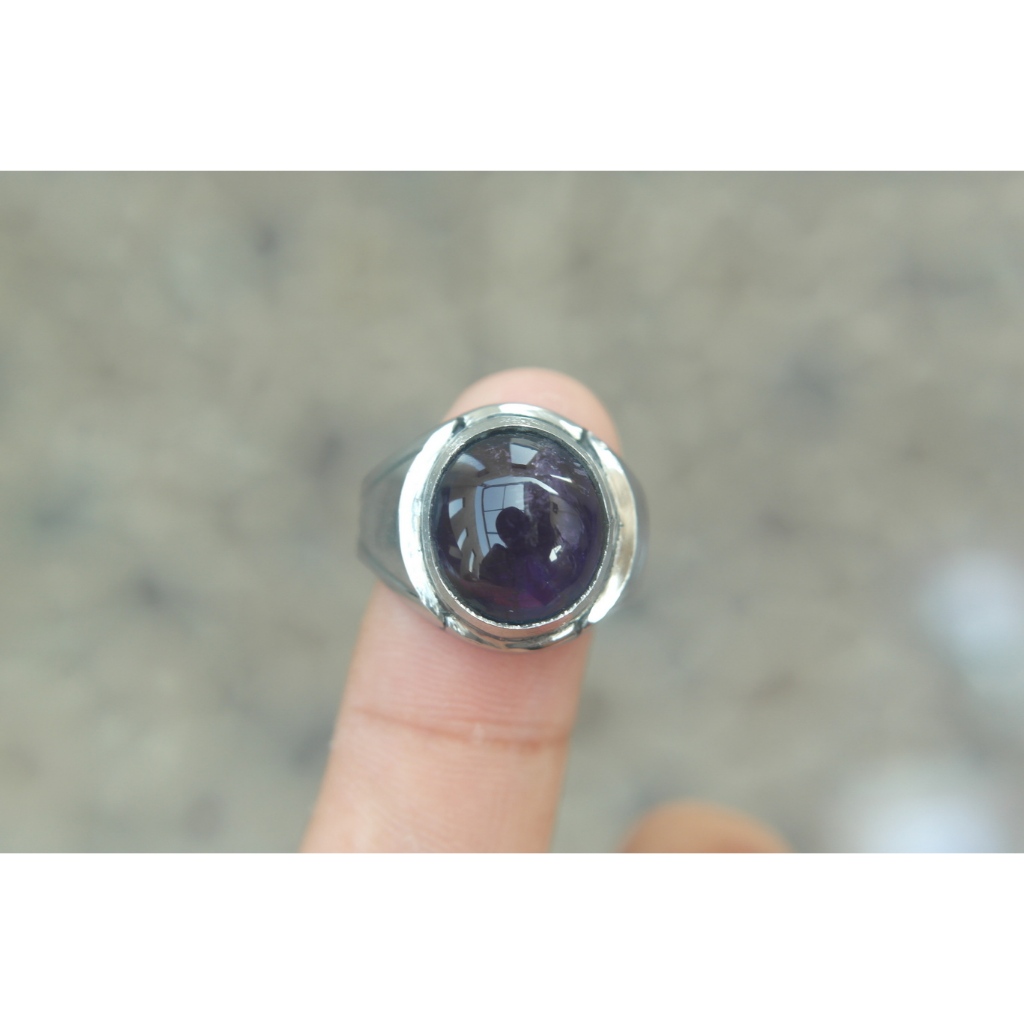 Natural Kecubung Ring Monel 8 Kode M177