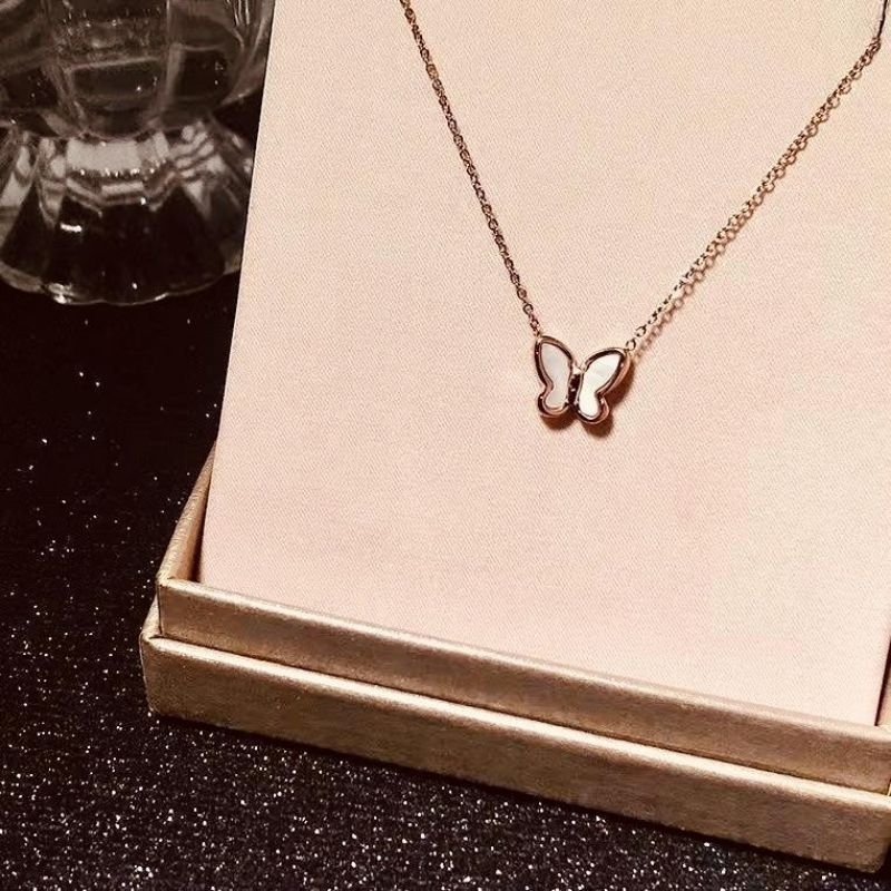 Clafel & Co -MARIPOSA Kalung Wanita Titanium Asli Lapis Emas 18K Zircon Jewelry