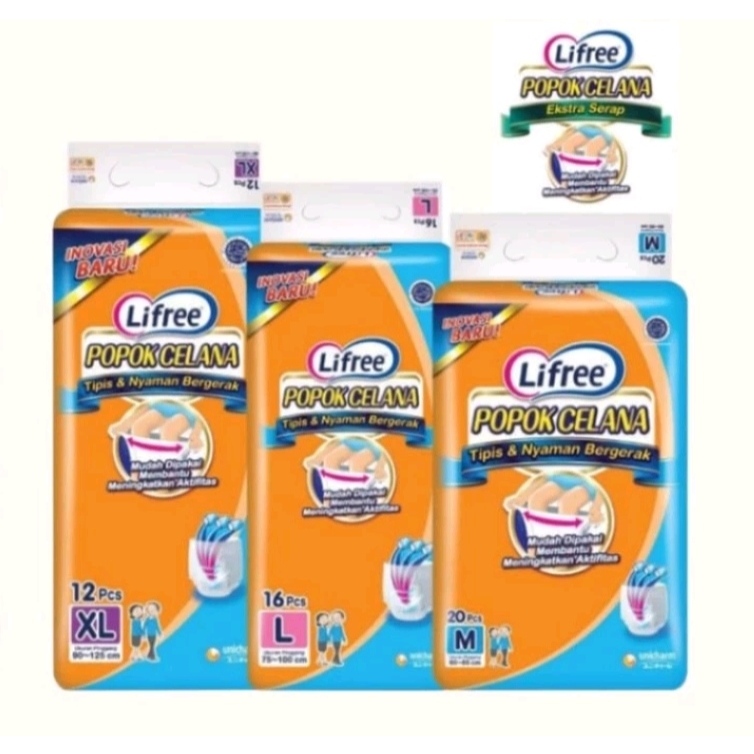 LIFREE PANTS / POPOK CELANA DEWASA TIPIS M'20 / L'16 / XL'12 / XXL'10