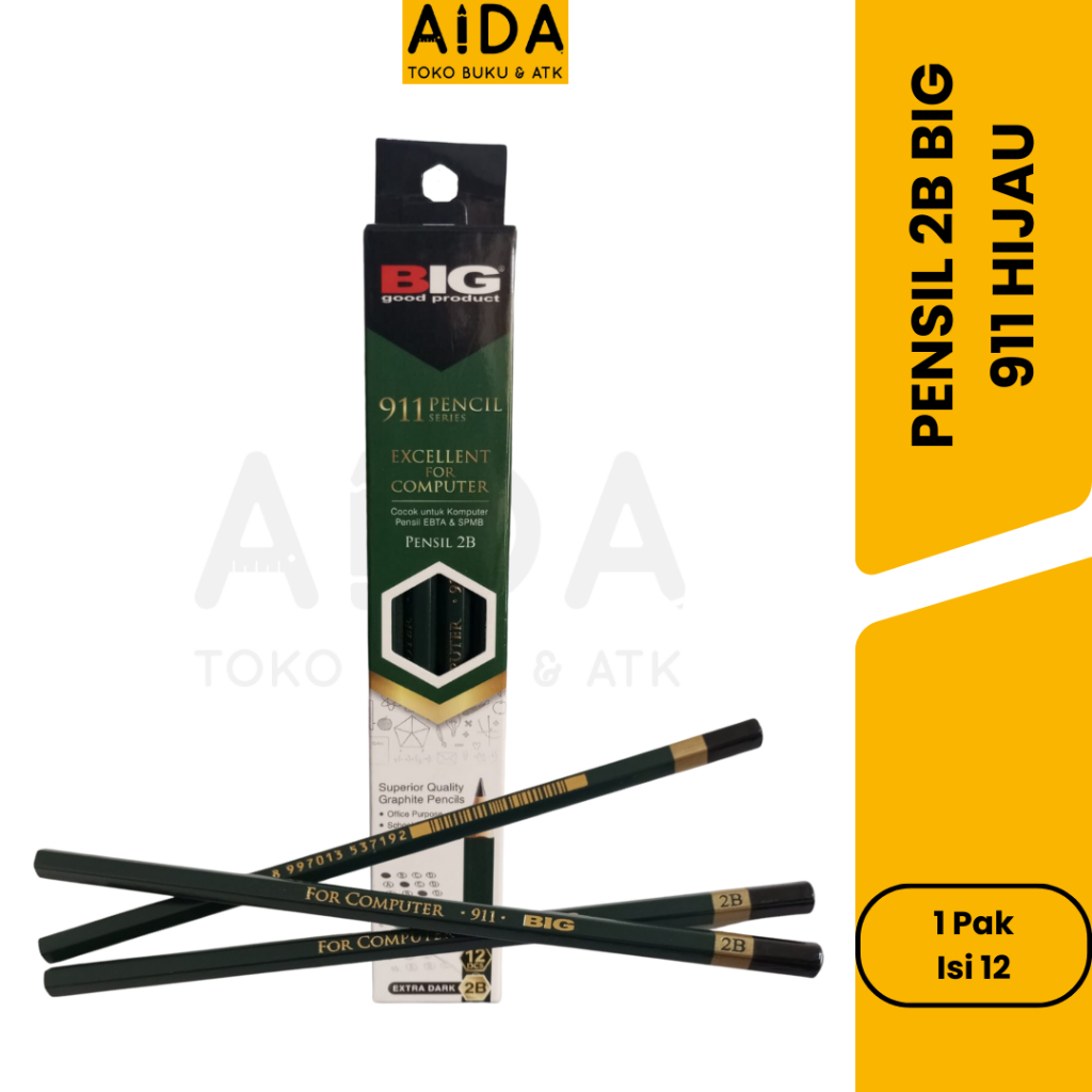 

Pensil 2B Big 911 Hijau Pensil 1 Pak (Isi 12 Pcs) Pensil Ujian Murah