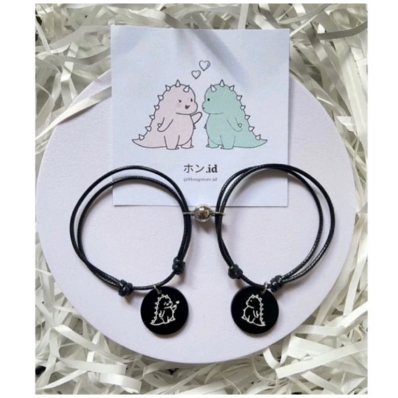 Gelang Couple Dino Love 2Pcs Plus Magnet / Gelang Bestie / Gelang Tidatu Bali