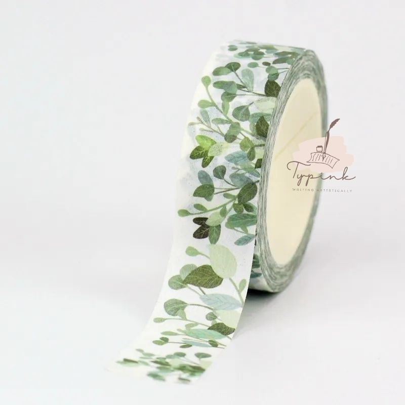 

WASHI TAPE TEA TREE ECALYPTUS LEAF POHON DAUN MASKING TAPE JOURNAL 10M
