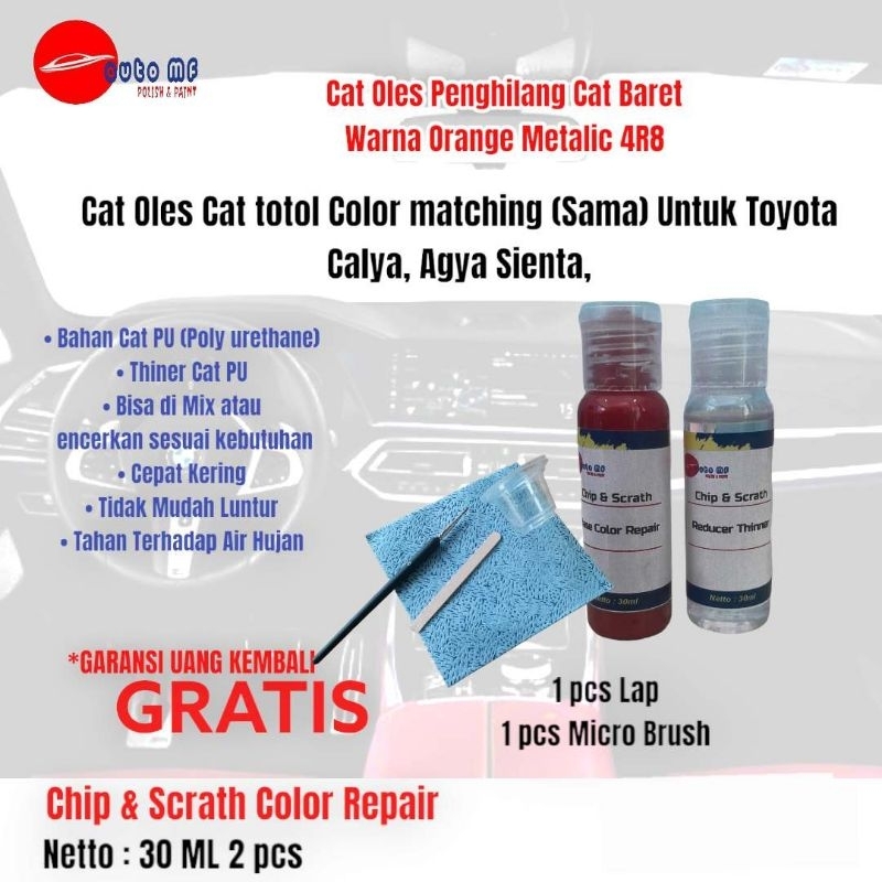 Cat Oles Orange Metalic  Penghillang  Baret Mobil | Toyota Calya | Agya | Sienta