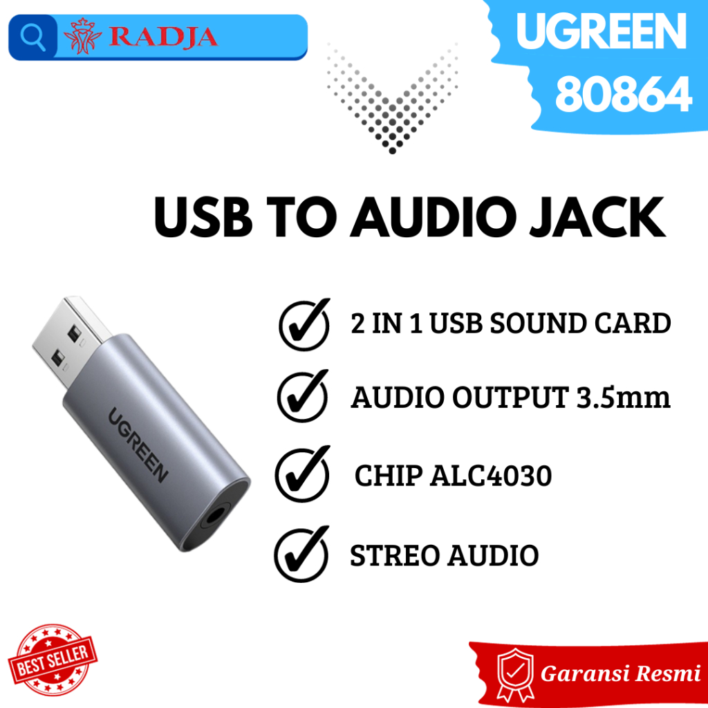 Ugreen Adapter Audio Converter USB 2.0 To Jack 3.5mm 80864