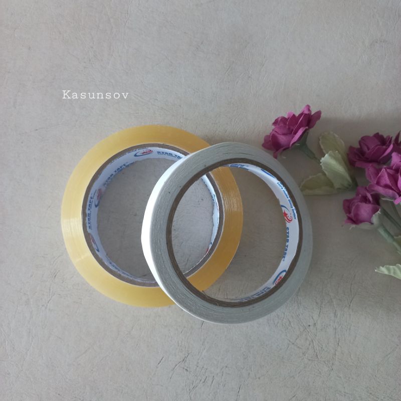 Lakban dan double tip isolasi dobel tip kecil dan sedang